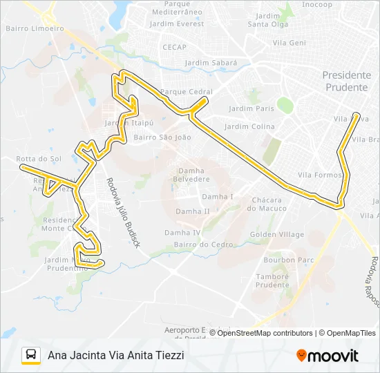 105 ANA JACINTA / SANTA FÉ VIA ANITA TIEZZI / TERMINAL CENTRAL Bus Line Map