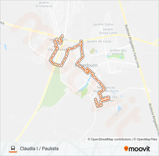 120 CLAUDIA I / PAULISTA Bus Line Map