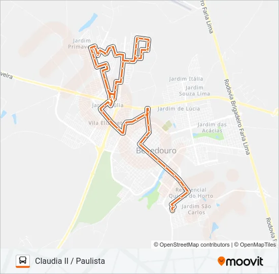 110 CLAUDIA II / PAULISTA Bus Line Map