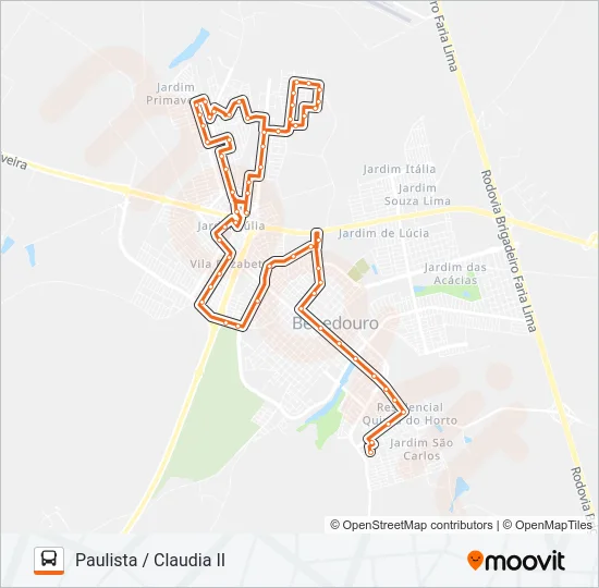 210 PAULISTA / CLAUDIA II Bus Line Map