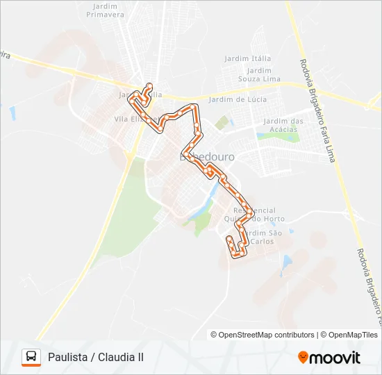 210 PAULISTA / CLAUDIA II Bus Line Map