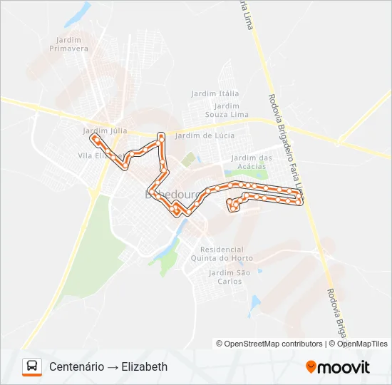 330 CENTENÁRIO / ELIZABETH Bus Line Map