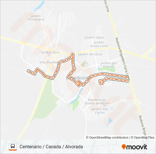 320 CENTENÁRIO / CANADA / ALVORADA Bus Line Map