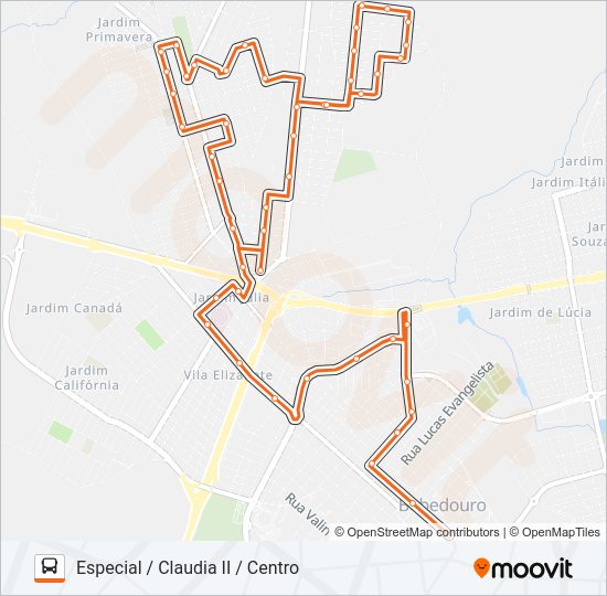 Mapa da linha 510 ESPECIAL / CLAUDIA II / CENTRO de ônibus