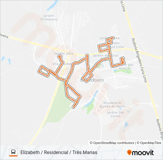 410 ELIZABETH / RESIDENCIAL / TRÊS MARIAS Bus Line Map