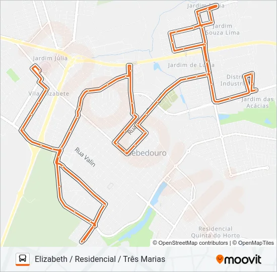 410 ELIZABETH / RESIDENCIAL / TRÊS MARIAS Bus Line Map