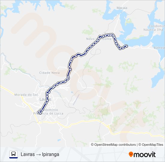 Mapa da linha SÃO CRISTÓVÃO 3106A de ônibus
