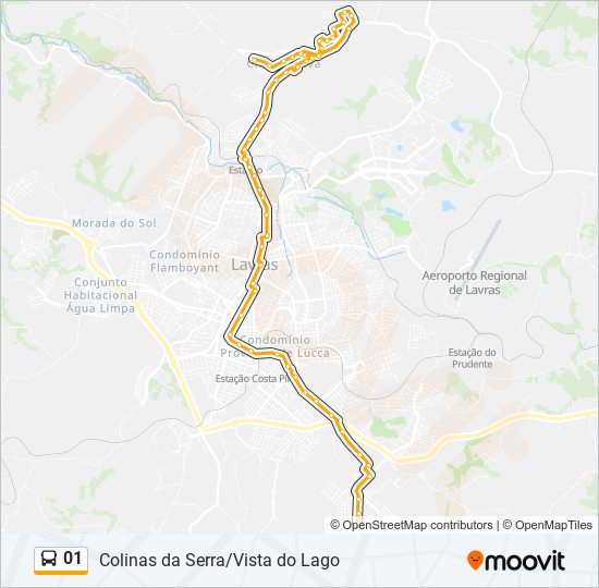 Mapa da linha 01 de ônibus