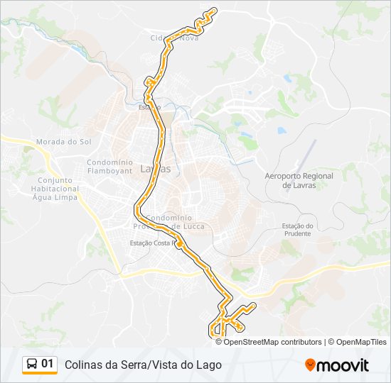 Mapa da linha 01 de ônibus