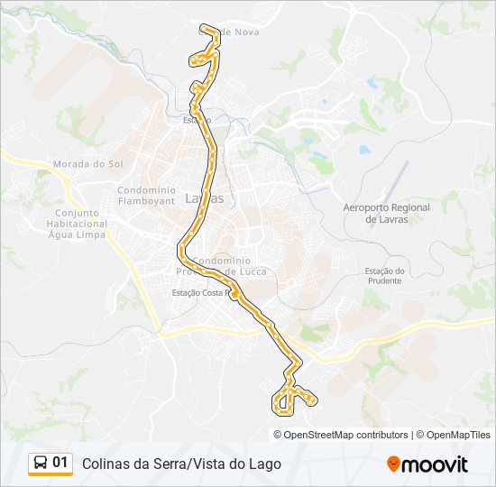 Mapa da linha 01 de ônibus