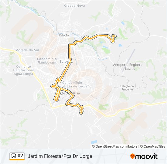 Mapa da linha 02 de ônibus