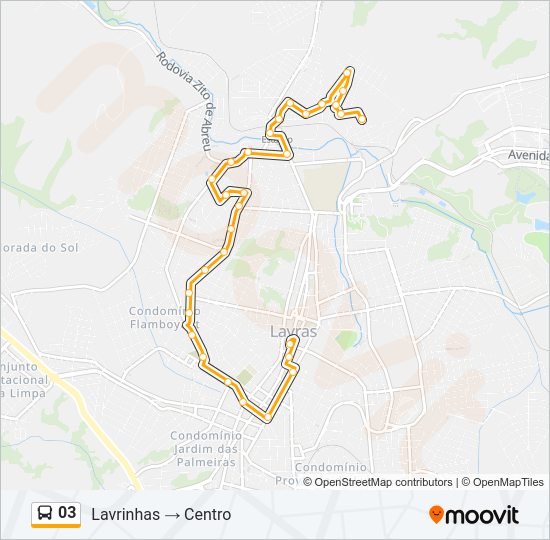 Mapa da linha 03 de ônibus