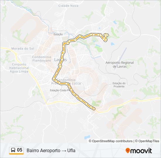 Mapa da linha 05 de ônibus