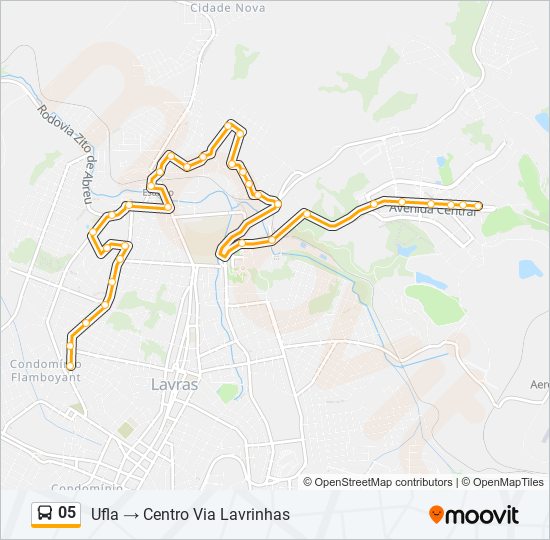 Mapa da linha 05 de ônibus