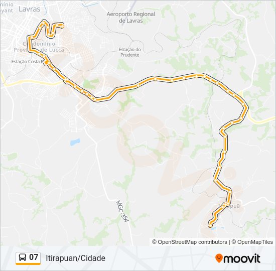 Mapa da linha 07 de ônibus