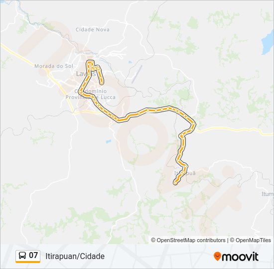Mapa da linha 07 de ônibus