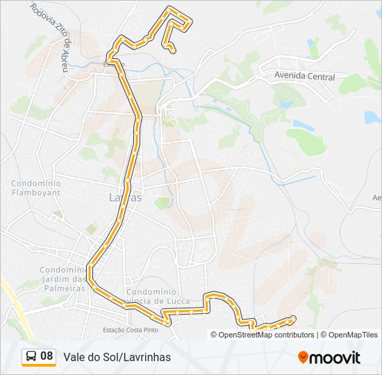 Mapa da linha 08 de ônibus