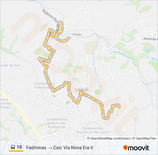 Mapa da linha 10 de ônibus