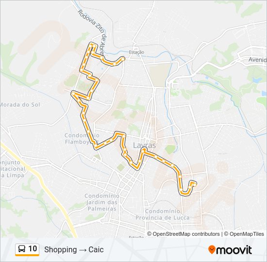 Mapa da linha 10 de ônibus