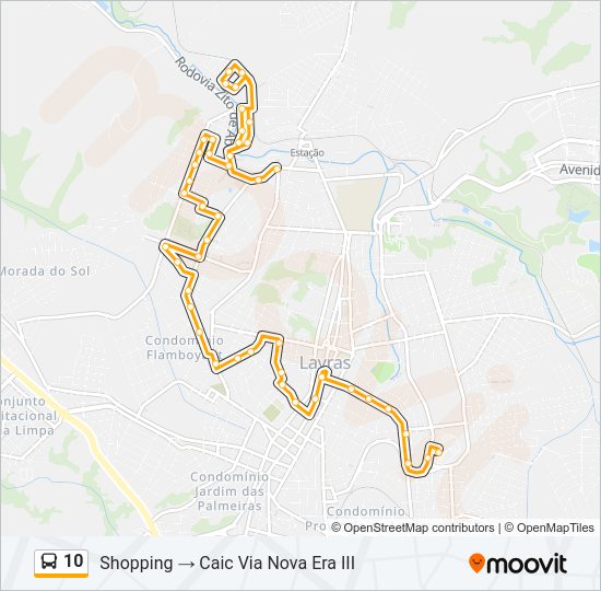 Mapa da linha 10 de ônibus