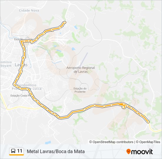 Mapa da linha 11 de ônibus