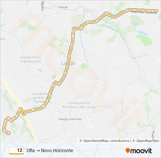 Mapa da linha 12 de ônibus