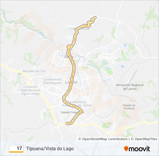 Mapa da linha 17 de ônibus