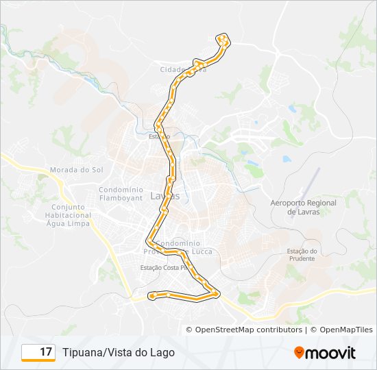 Mapa da linha 17 de ônibus