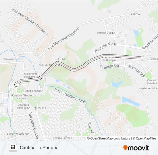 Mapa de CIRCULAR INTERNO UFLA de autobús