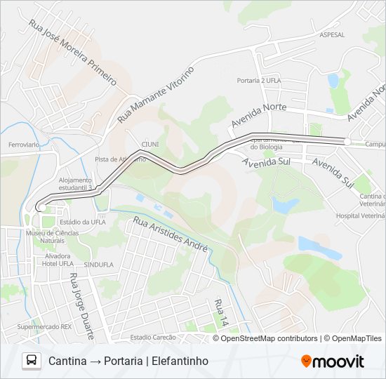 Mapa de CIRCULAR INTERNO UFLA de autobús