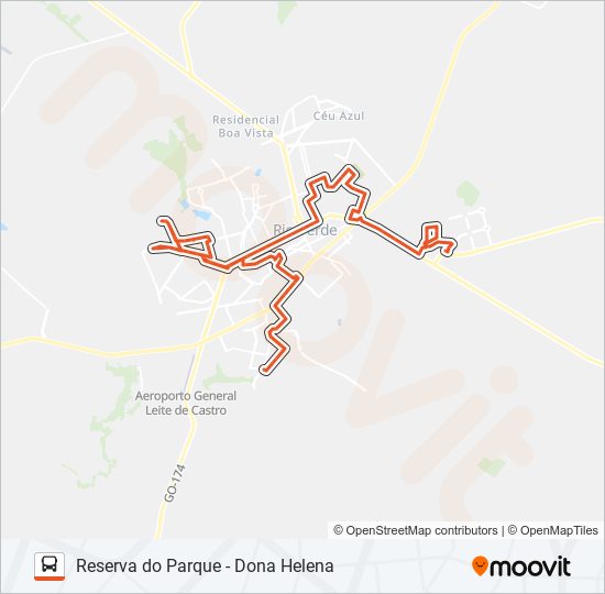 Mapa da linha 07 RESERVA DO PARQUE - DONA HELENA de ônibus