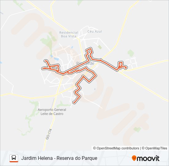 Mapa da linha 02 JARDIM HELENA - RESERVA DO PARQUE de ônibus