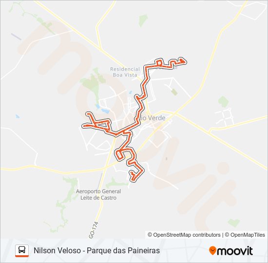 Mapa da linha 05 NILSON VELOSO - PARQUE DAS PAINEIRAS de ônibus