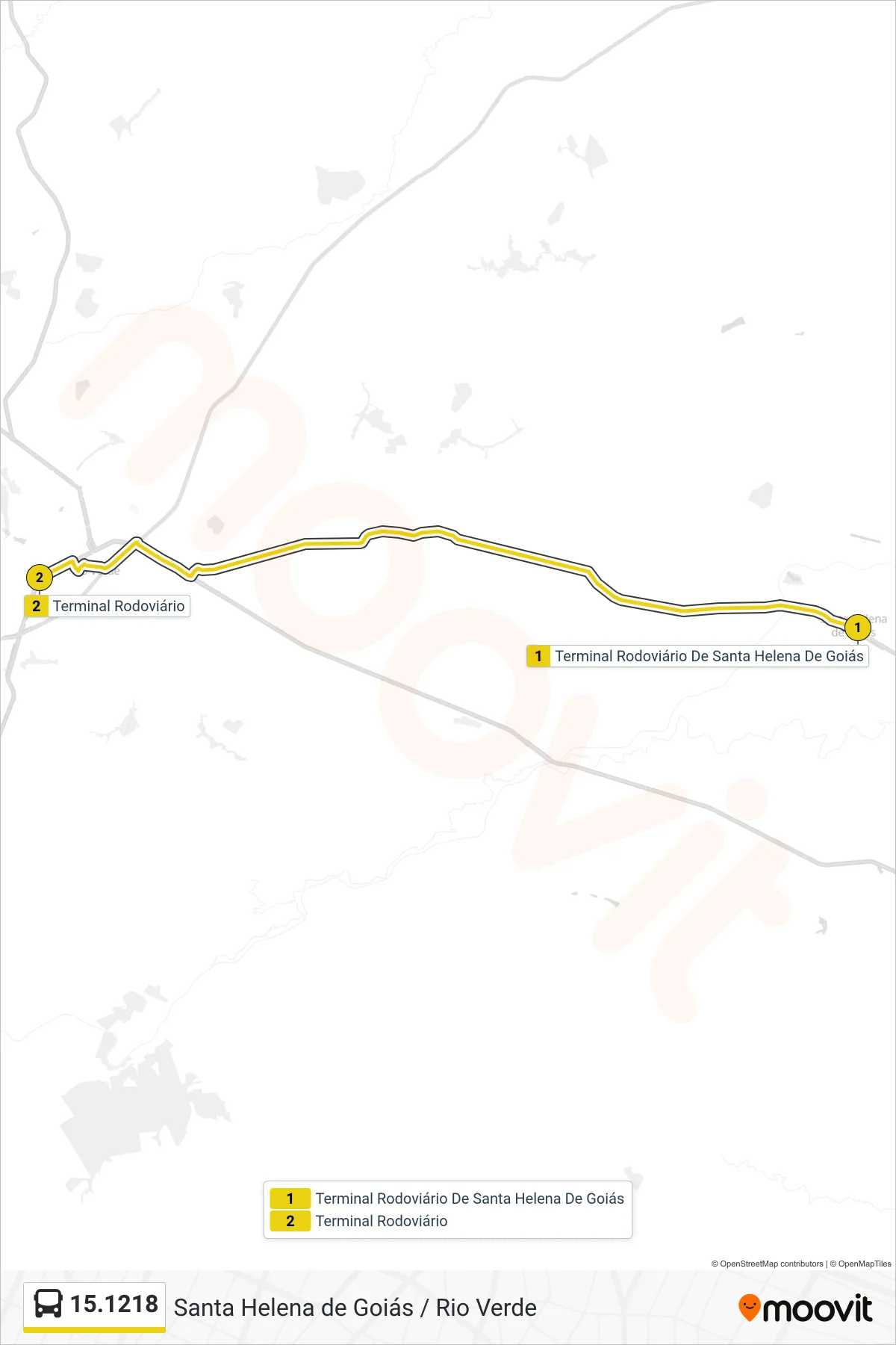 Rota e paradas da linha de ônibus  15.1218  (Rio Verde) no mapa