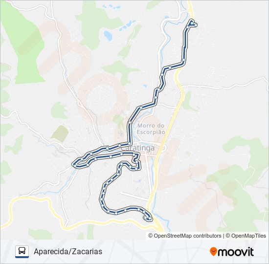 Mapa da linha U02 APARECIDA/ZACARIAS de ônibus