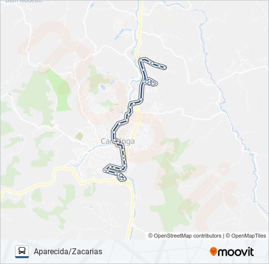 Mapa da linha U02 APARECIDA/ZACARIAS de ônibus