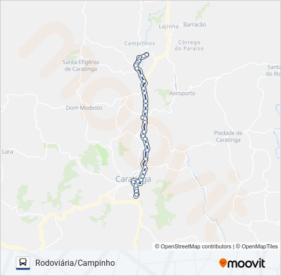 Mapa da linha U10 RODOVIÁRIA/CAMPINHO de ônibus