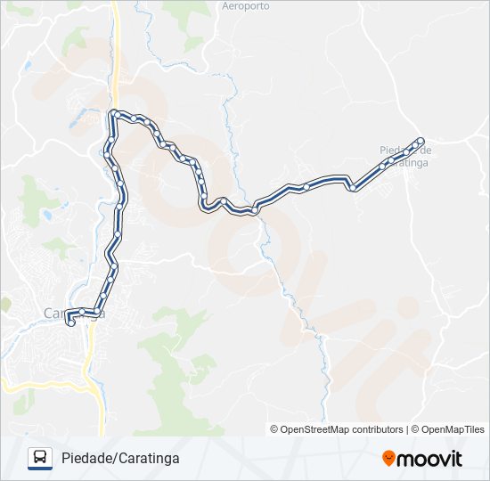 Mapa da linha 3964.1 PIEDADE/CARATINGA de ônibus
