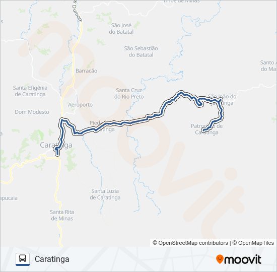 Mapa da linha 3964.3 PATROCÍNIO/CARATINGA de ônibus