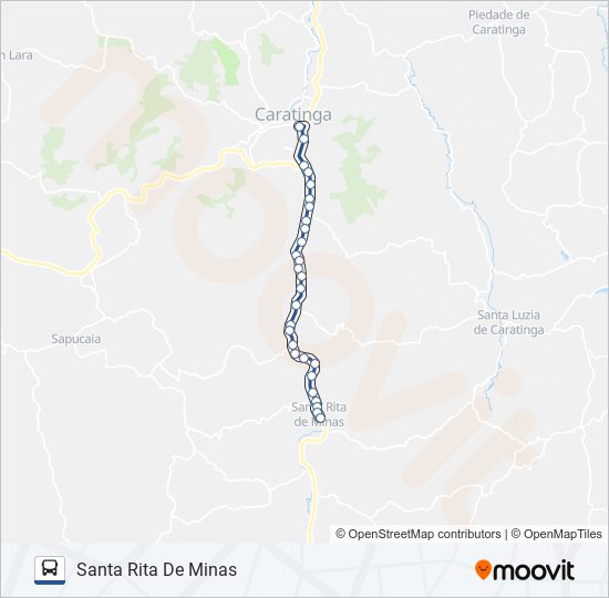 Mapa da linha 3979.1 CARATINGA/SANTA RITA de ônibus