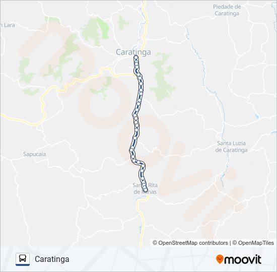 Mapa da linha 3979.1 CARATINGA/SANTA RITA de ônibus