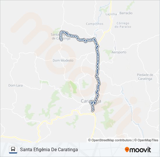 D01 CARATINGA/SANTA EFIGÊNIA bus Line Map