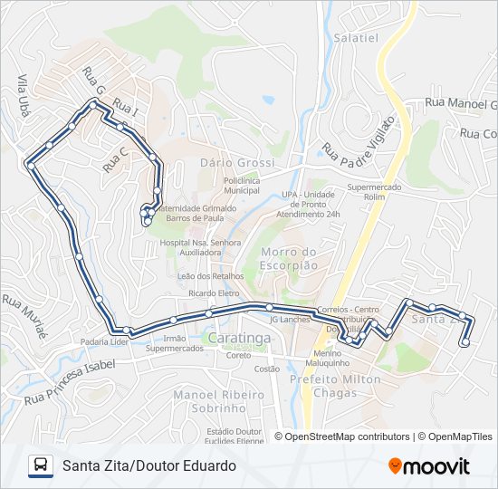 Mapa da linha U06 SANTA ZITA/DOUTOR EDUARDO de ônibus