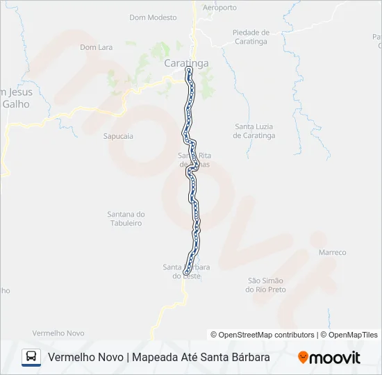 3110.4 VERMELHO NOVO/CARATINGA Bus Line Map