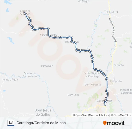 3169.5 CARATINGA/CORDEIRO DE MINAS Bus Line Map