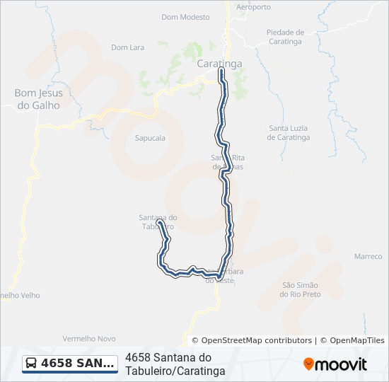 Mapa de 4658 SANTANA DO TABULEIRO/CARATINGA de autobús