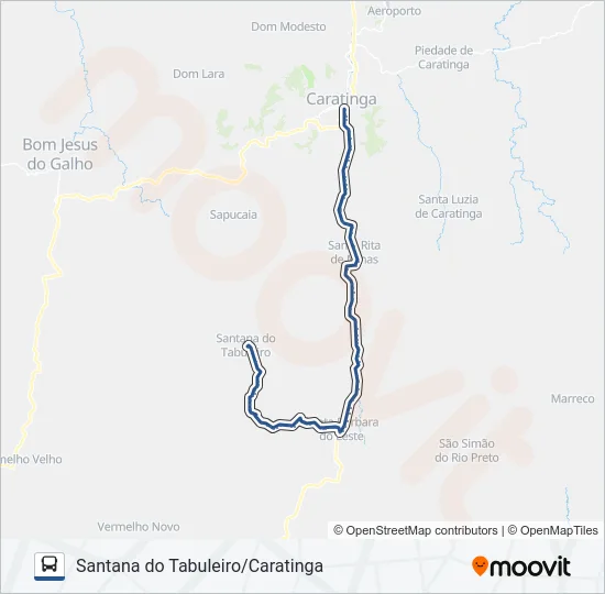 4658 SANTANA DO TABULEIRO/CARATINGA Bus Line Map