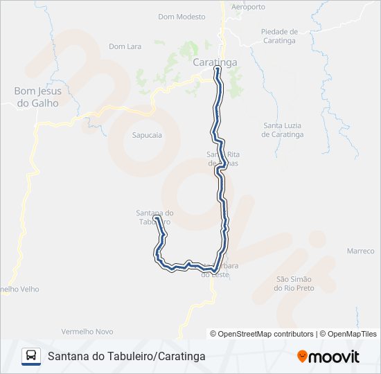 Mapa de 4658 SANTANA DO TABULEIRO/CARATINGA de autobús