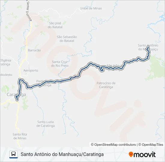 3964.2 SANTO ANTÔNIO DO MANHUAÇU/CARATINGA Bus Line Map