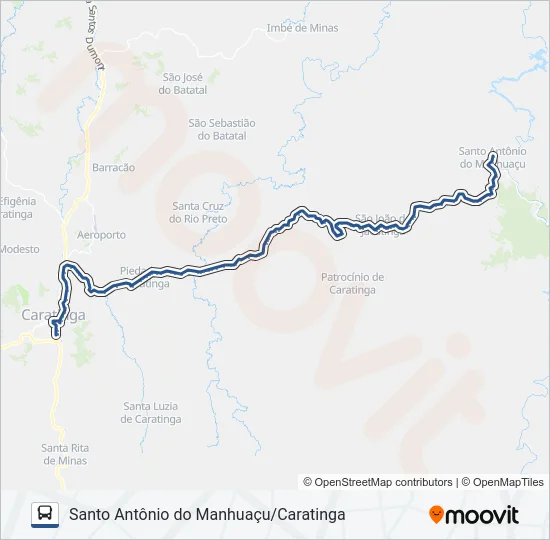 3964.2 SANTO ANTÔNIO DO MANHUAÇU/CARATINGA Bus Line Map